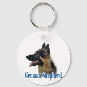 Duitse Herdershond (zwart/tan) Naam Sleutelhanger
