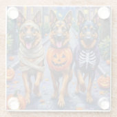 Duitse Herdershonden Trick-or-Treating Halloween Glazen Onderzetter (Achterkant)