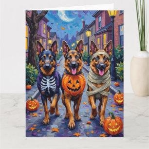 Duitse Herdershonden Trick-or-Treating Halloween Kaart