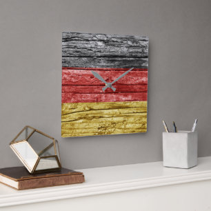 Duitse houten vlag vierkante klok