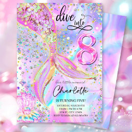 Duitse in Acht 8e Verjaardag Zeemeermin Uitnodigin Kaart