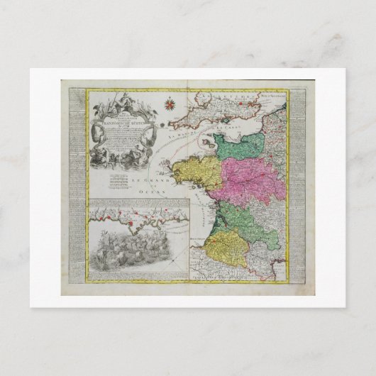 Duitse kaart met Engelse marineaanvallen op Frans (Voorkant)