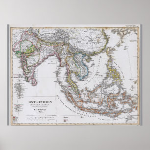 Duitse kaart van Zuidoost-Azië (1850) Poster