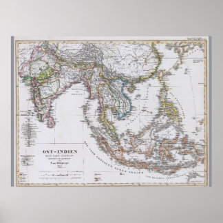 Duitse kaart van Zuidoost-Azië (1850) Poster