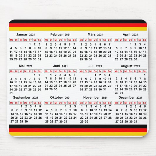 Duitse kalender 2021 muismat (Voorkant)