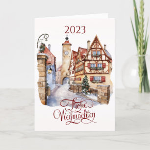 Duitse kerst oude stad feestdagen kaart
