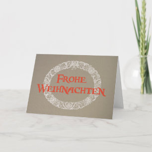 Duitse kerstkrans wit en rood op Burlap Feestdagen Kaart