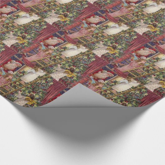 Duitse kerstkunst Victoriaans voor kerstmis Cadeaupapier (Hoek)