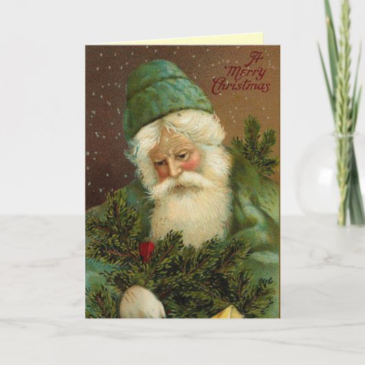 Duitse Kerstman Vintage Kerst Kaart (Voorkant)