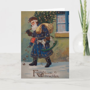 Duitse Kerstman Wenskaart Feestdagen Kaart