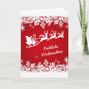 Duitse Kerstmis - Snowflakes, kerstman, rendier Feestdagen Kaart