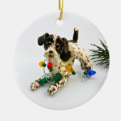 Duitse kerstversiering met wirehaire Pointer Dog Keramisch Ornament (Voorkant)