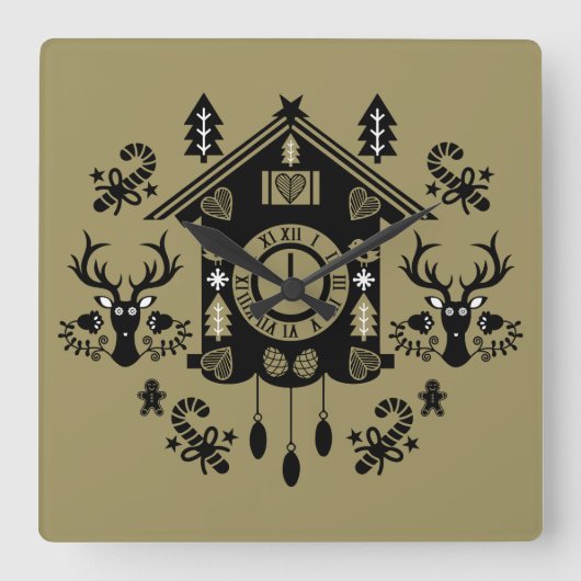 Duitse koekoekoeksklok Kerstmis Vierkante Klok (Voorkant)