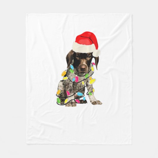 Duitse Korthaar Pointer Christmas Design Fleece Deken (Voorkant)