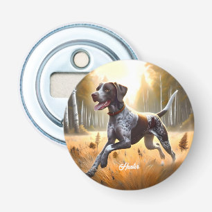 Duitse kortharige aanwijzer hardlopen button flesopener