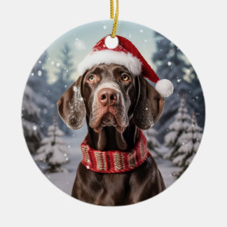 Duitse kortharige aanwijzer hond kerst aandenken keramisch ornament