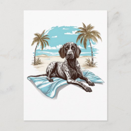 Duitse kortharige pointer aan het strand briefkaart (Voorkant)