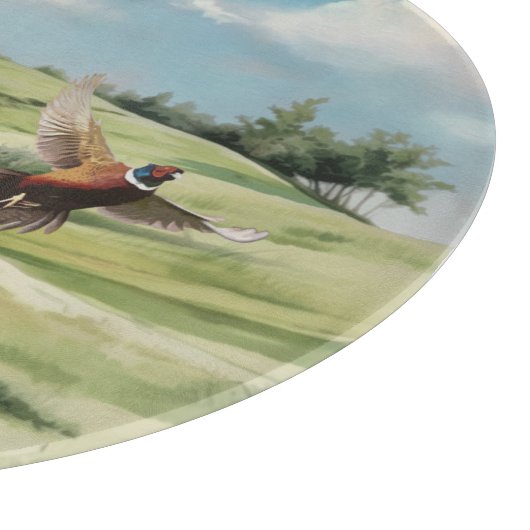 Duitse kortharige pointer die naar een fazant wijs snijplank (Hoek)