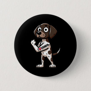 Duitse Kortharige Pointer I Love Grandpa Funny Do Ronde Button 5,7 Cm
