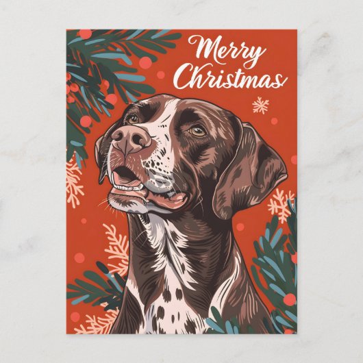 Duitse kortharige pointer kerst briefkaart (Voorkant)