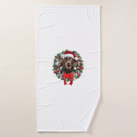 Duitse Kortharige Pointer Kerstkrans Decora Badhanddoek (Badhanddoek)