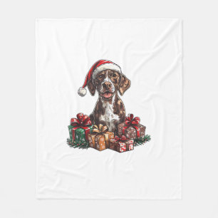 Duitse Kortharige Pointer Santa Hat Christmas GSP Fleece Deken
