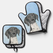 Duitse Kortharige Pointer Schilderen Originele Kun Ovenwant & Pannenlap Set (Voorkant / Achterkant)