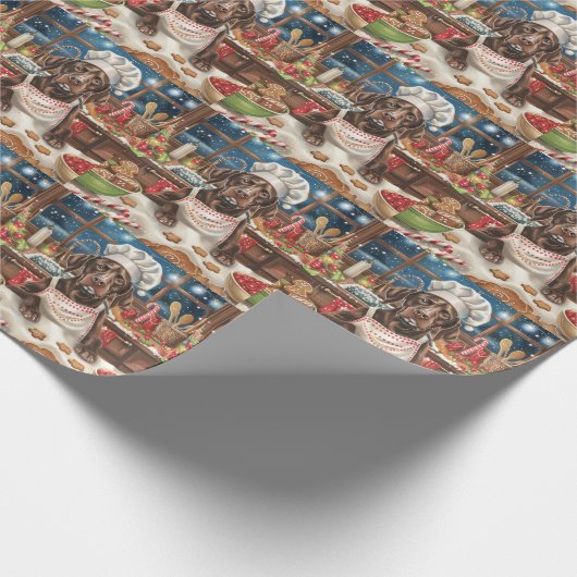 Duitse kortharige pointer vakantie bakken: feestel cadeaupapier (Hoek)