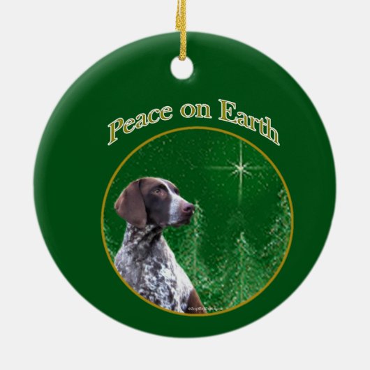 Duitse kortharige pointer Vrede Sleutelhanger Keramisch Ornament (Achterkant)