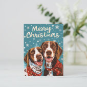 Duitse kortharige pointer Vrolijk Kerstfeest Briefkaart (Staand voorkant)