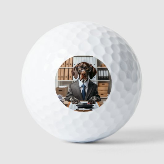 Duitse Kortharige Pointer werkende Accountant Golfballen (Voorkant)