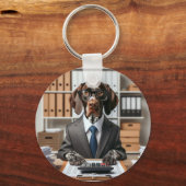 Duitse Kortharige Pointer werkende Accountant Sleutelhanger (Voorkant)