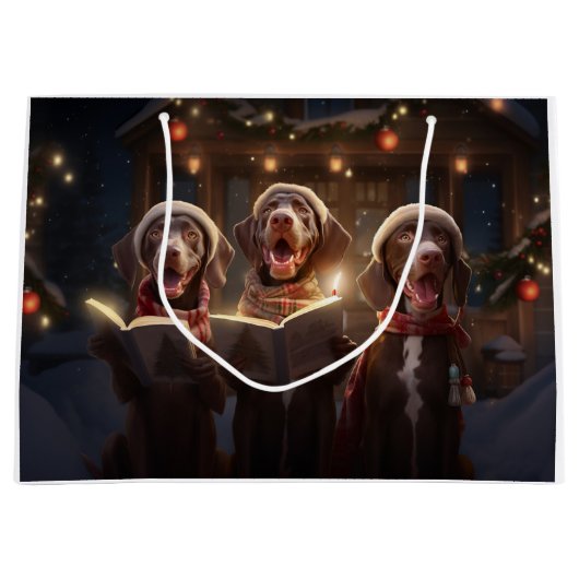 Duitse kortharige pointers Christmas Caroling Groot Cadeauzakje (Voorkant)