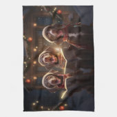 Duitse kortharige pointers Christmas Caroling Theedoek (Verticaal)