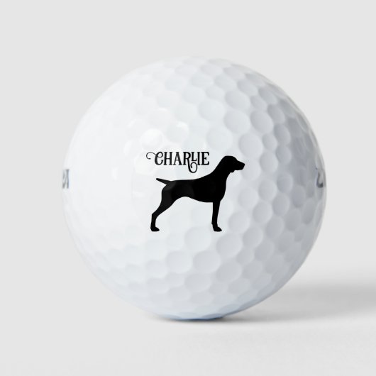 Duitse kortharige wijzer silhouet aangepaste naam golfballen (Voorkant)
