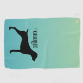 Duitse kortharige wijzer silhouet aangepaste naam golfhanddoek (Horizontaal)