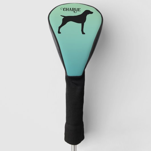 Duitse kortharige wijzer silhouet aangepaste naam golfheadcover (Voorkant)