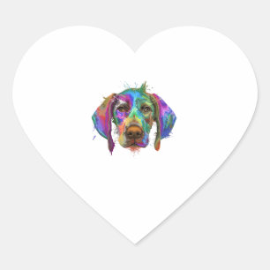 Duitse kortharige wijzerhond gezicht kleurrijke Po Hart Sticker