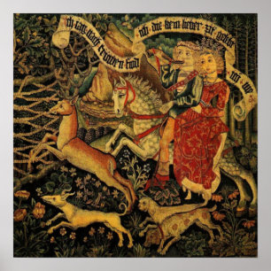 Duitse middeleeuwse renaissance liefde jagen Poster