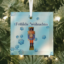 Duitse Nutkraker - Fröhliche Weihnachten Glas Ornament