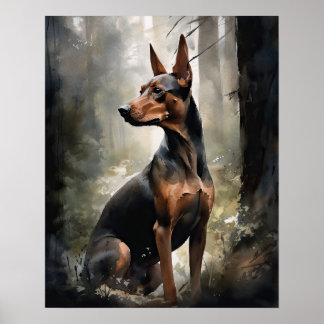 Duitse Pinscher Dog Art Print Poster