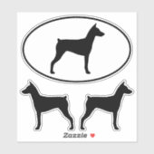 Duitse Pinscher Hondenras Silhouetten Sticker Set (Vel)
