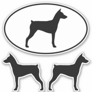 Duitse Pinscher Hondenras Silhouetten Sticker Set