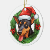 Duitse Pinscher Kerstkrans Keramisch Ornament (Links)