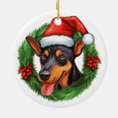 Duitse Pinscher Kerstkrans Keramisch Ornament (Achterkant)
