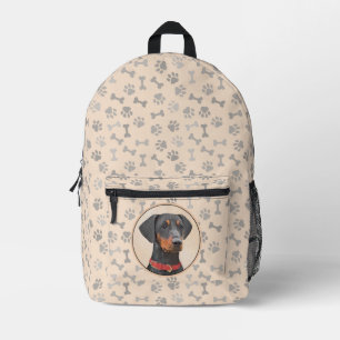 Duitse Pinscher Schilderij Originele Dier Kunst Bedrukte Rugzak