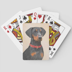 Duitse Pinscher Schilderij Originele Dier Kunst Pokerkaarten