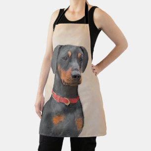 Duitse Pinscher Schilderij Originele Dier Kunst Schort