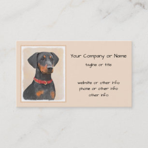 Duitse Pinscher Schilderij Originele Dier Kunst Visitekaartje