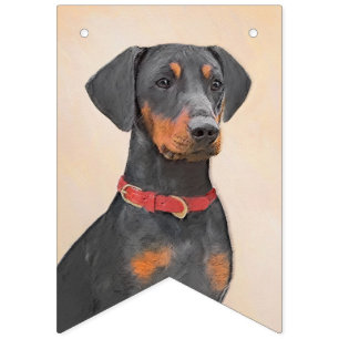 Duitse Pinscher Schilderij Originele Dier Kunst Vlaggetjes
